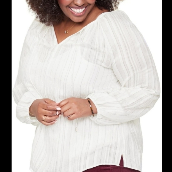 NYDJ Oversized White Layered peasant Popover Women's blouse 0X NWT - Picture 12 of 12